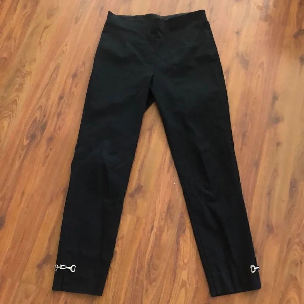 Equestrian black, snaffle bit detail, Horsebit pants, size small